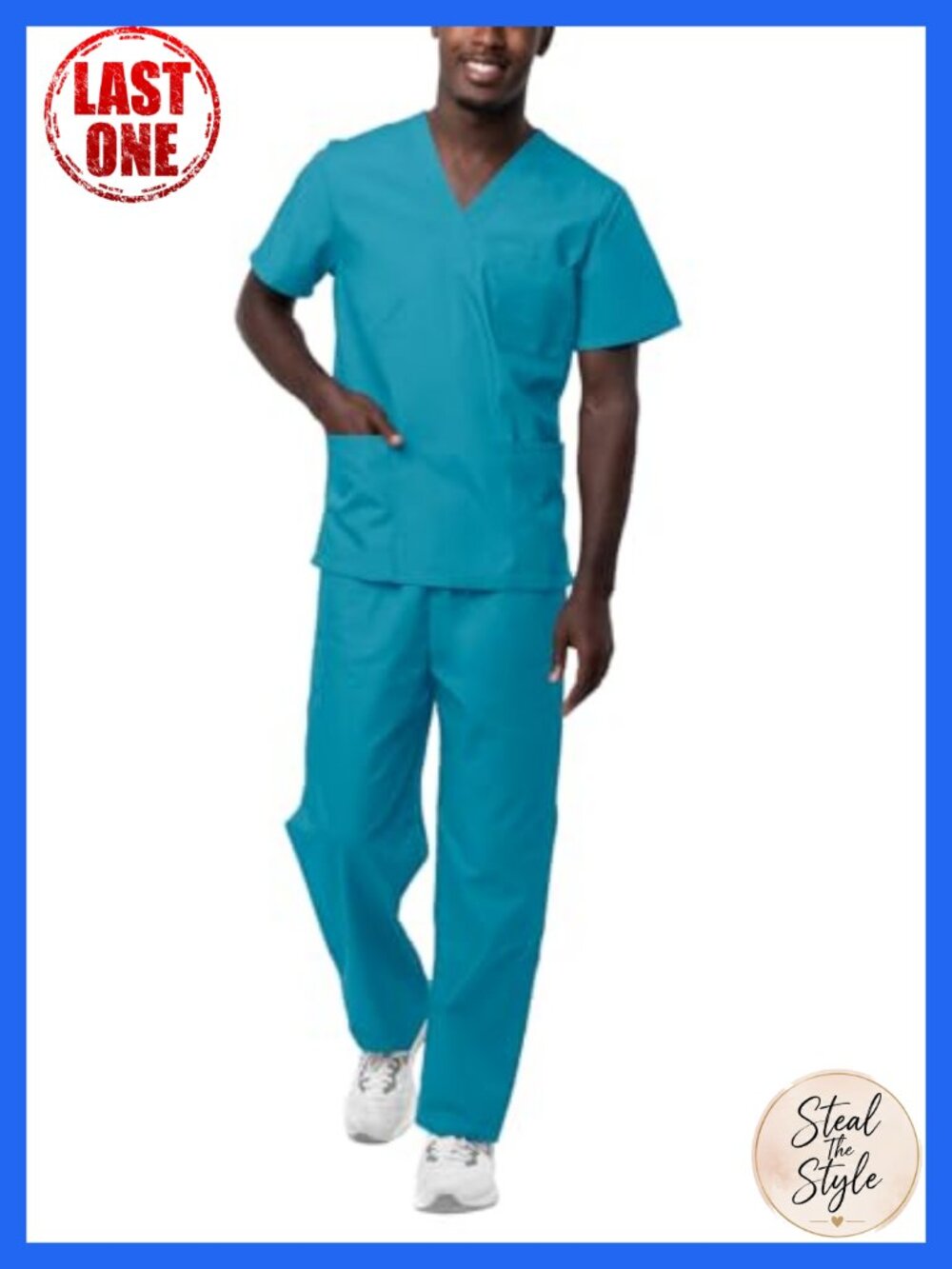 Unisex Scrubs Set V-Neck Top Drawstring Pants Medical Uniform